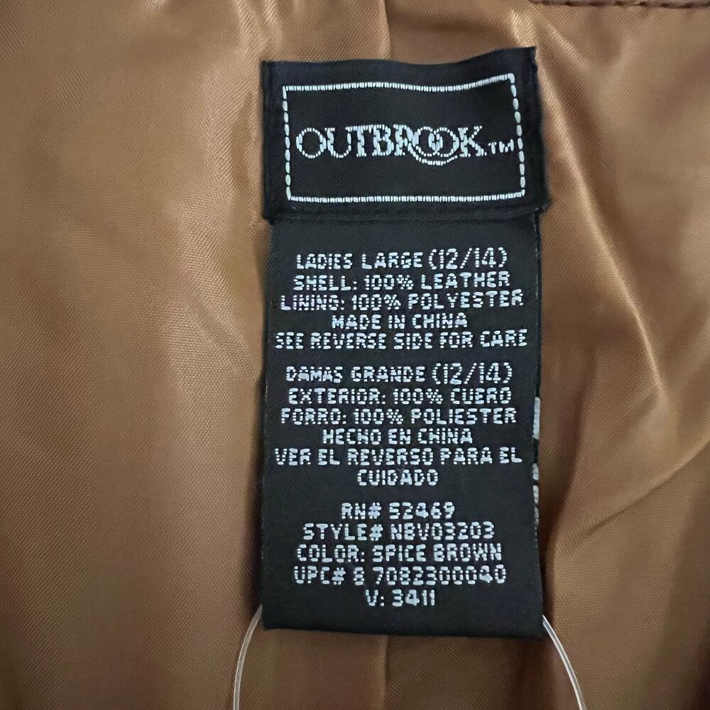 Vintage | Outbrook Suede Brown Leather Embroidered Western Boho Vest Large L - Picture 9 of 10